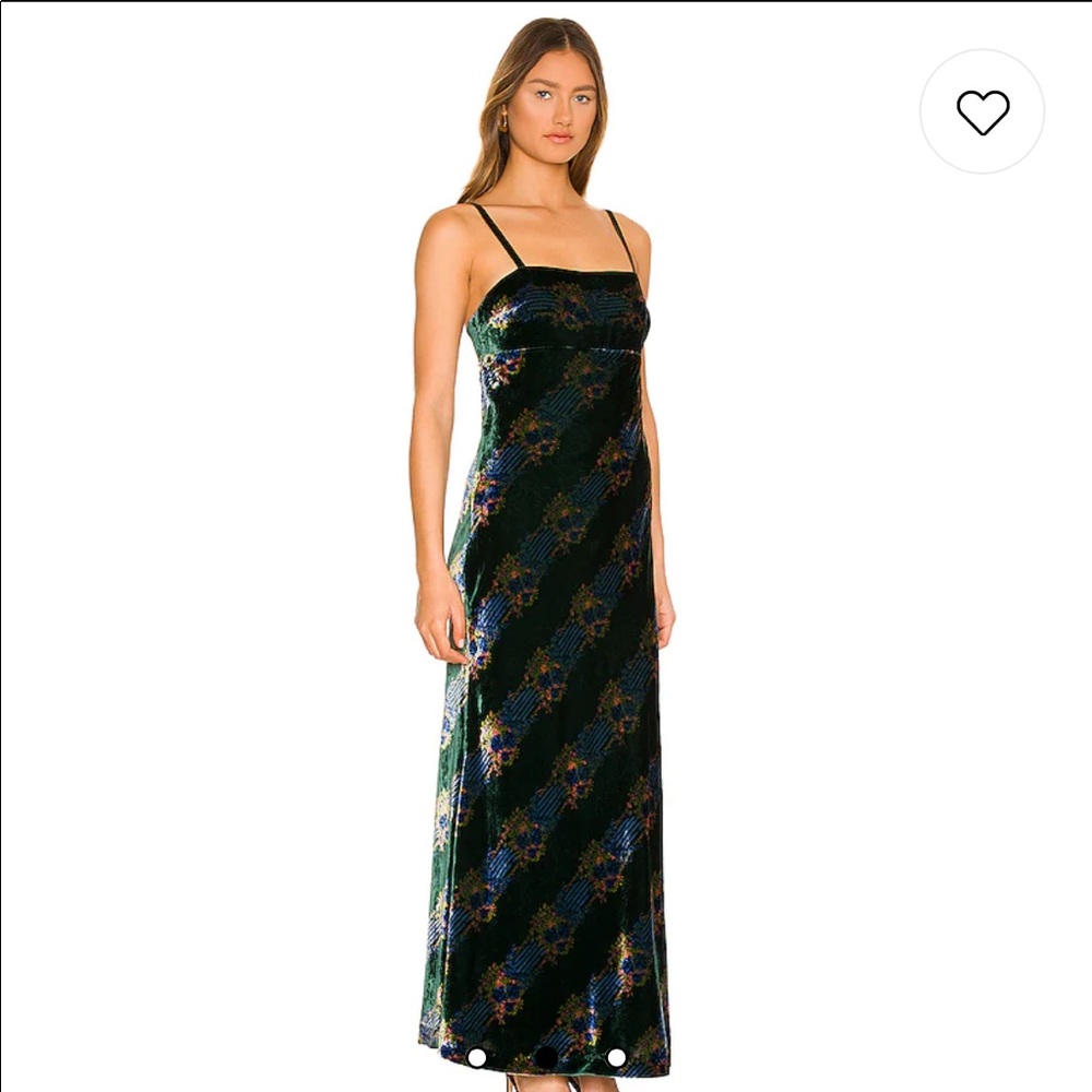 Free people Juliet velvet printed maxi dress in emerald green
